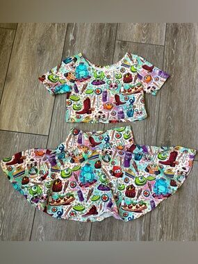 Boutique Pixar Inspired Twirl Skirt Set Magic Mouse Size 6 Disney Trip Outfit